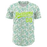 Custom Name and Number Authentic Baseball Jersey with 3D Neon Green Cactus Festival Pattern - Personalized Design Personalized