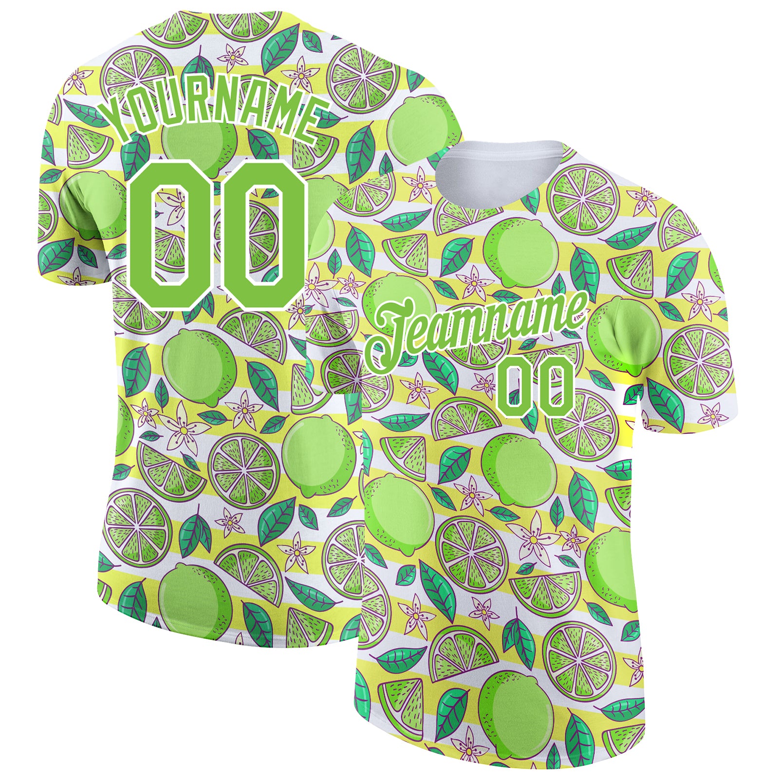 Custom Name and Number Lime 3D Pattern Performance T-Shirt - Personalized Neon Green Team Tee Personalized White Neon Green