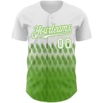 Custom Name and Number Authentic Baseball Jersey with Personalized White Neon Green 3D Pattern Design Lines Personalized