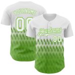 Custom Name and Number Authentic Baseball Jersey with Personalized White Neon Green 3D Pattern Design Lines Personalized