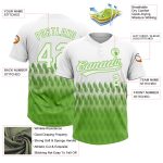 Custom Neon Green 3D Lines Softball Jersey Unisex Personalized Name & Number - Two-Button Design Personalized White Neon