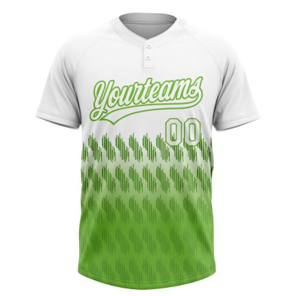 Custom Neon Green 3D Lines Softball Jersey Unisex Personalized Name & Number - Two-Button Design Personalized White Neon