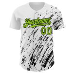 Personalized 3D Pattern Baseball Jersey Custom Name and Number - White Neon Green-Black Abstract Design Personalized White
