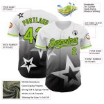 Custom Baseball Jersey with Personalized Name and Number, White Neon Green-Black 3D Twinkle Star Design Personalized White