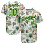 Personalized Hawaii Palm Leaves Lions 3D Pattern Baseball Jersey Custom Name Number Green Black White Design Personalized