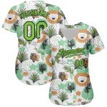 Personalized Hawaii Palm Leaves Lions 3D Pattern Baseball Jersey Custom Name Number Green Black White Design Personalized