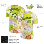 Custom Name and Number Summer Holiday Fruit T-Shirt - Personalized 3D Neon Green-Black Pattern Design Personalized White
