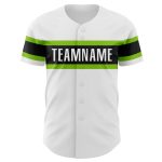 Custom White Neon Green-Black Baseball Jersey - Authentic Design for Fans Personalized White Neon Green-Black Authentic Baseball