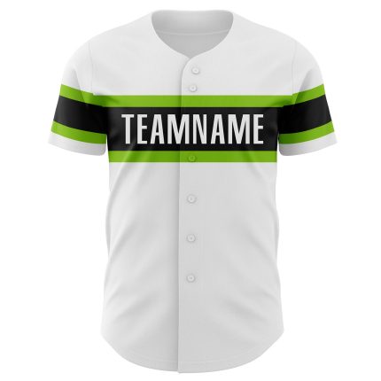 Custom White Neon Green-Black Baseball Jersey - Authentic Design for Fans Personalized White Neon Green-Black Authentic Baseball