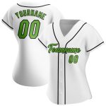 Custom Name Number Authentic Baseball Jersey - Personalized White Neon Green Black Personalized White Neon Green-Black Authentic