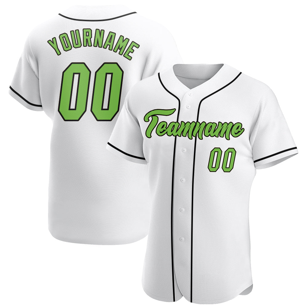 Custom Name Number Authentic Baseball Jersey - Personalized White Neon Green Black Personalized White Neon Green-Black Authentic