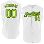 Personalized Neon Green and Black Baseball Jersey - Authentic White Sleeveless Design Personalized White Neon Green-Black
