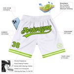Custom Basketball Shorts with Name and Number - Personalized Neon Green-Black Throwback Style Personalized White Neon Green-Black
