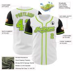 Custom Name and Number Baseball Jersey - Personalized Two Tone White Neon Green-Black Authentic Design Personalized White