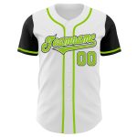 Custom Name and Number Baseball Jersey - Personalized Two Tone White Neon Green-Black Authentic Design Personalized White