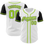 Custom Name and Number Baseball Jersey - Personalized Two Tone White Neon Green-Black Authentic Design Personalized White