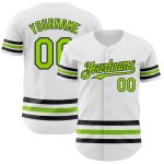 Custom Authentic Baseball Jersey - Personalized with Team Name, Number, White Neon Green and Black Design Personalized White