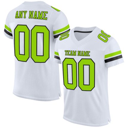 Personalized Green Black Neon Football Jersey - Authentic Mesh Sports Apparel Personalized White Neon Green-Black Mesh Authentic
