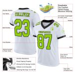Custom Neon Green-Black Mesh Football Jersey with Personalized Name & Number - Authentic Team Gear Personalized White Neon