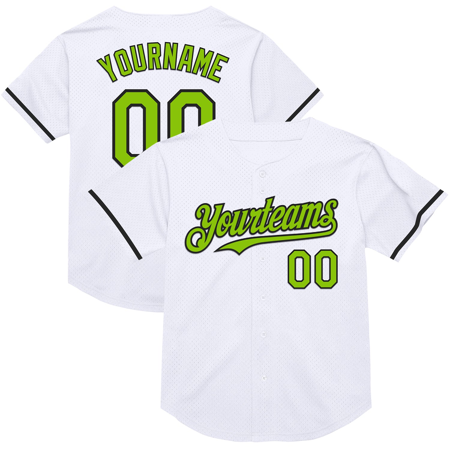 Custom Personalized Neon Green-Black Mesh Baseball Jersey with Name and Number - Authentic Throwback Design Personalized