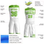 Personalized Green Color Block Sublimation Basketball Jersey Suit - Round Neck Design Personalized White Neon Green Color