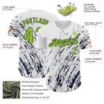 Custom Name & Number 3D Pattern Abstract Baseball Jersey in White Neon Green-Navy Design Personalized White Neon Green-Navy