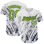 Custom Name & Number 3D Pattern Abstract Baseball Jersey in White Neon Green-Navy Design Personalized White Neon Green-Navy