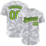Custom Name Number Personalized Baseball Jersey with White Neon Green-Navy 3D Curve Lines Design Personalized White Neon