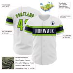 Custom Authentic Baseball Jersey with Personalized Name & Number in White Neon Green-Navy Personalized White Neon Green-Navy