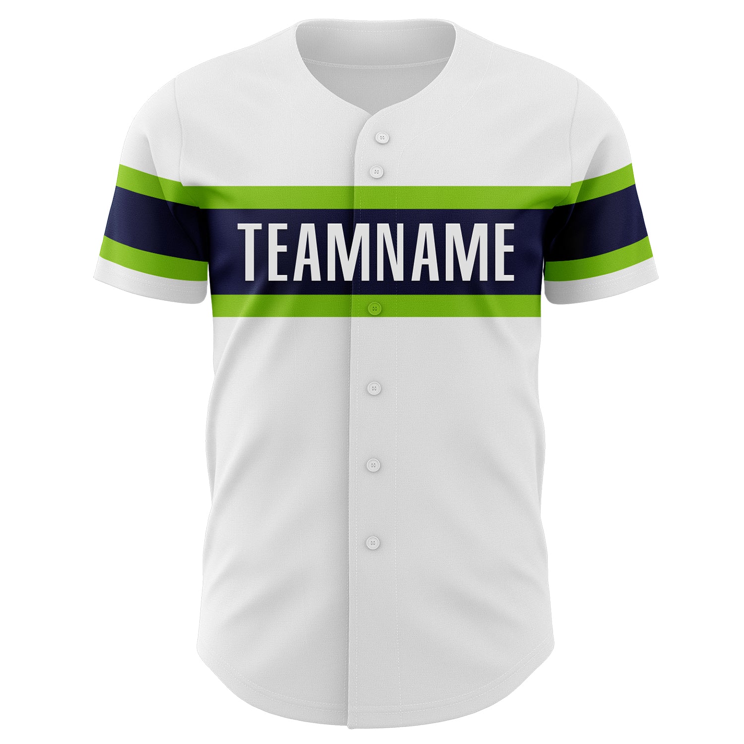Personalized White Neon Green-Navy Authentic Baseball Jersey Team Custom Name and Number Custom Authentic Baseball Jersey with Personalized Name & Number in White Neon Green-Navy Personalized White Neon Green-Navy - Image 2