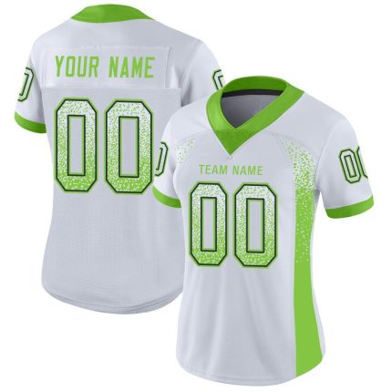 Custom Name Number Fashion Football Jersey - Personalized Neon Green Navy Mesh Drift Style Personalized White Neon Green-Navy