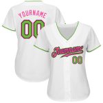 Custom Name Number Baseball Jersey Personalized Neon Green-Pink Authentic Team Personalized White Neon Green-Pink Authentic