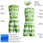 Custom Sublimation Basketball Jersey with Personalized Name & Number - White Neon Green Round Neck Suit Personalized White