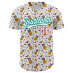 Custom Name and Number Personalized Champion Medal Baseball Jersey - White Neon Pink-Aqua 3D Pattern Design Personalized