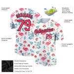 Custom Tropical Hawaii Flamingo Performance T-Shirt with Personalized Name & Number - White Neon Pink-Black 3D Pattern Design
