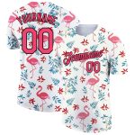 Custom Tropical Hawaii Flamingo Performance T-Shirt with Personalized Name & Number - White Neon Pink-Black 3D Pattern Design