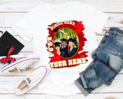 Custom Name and Number Graduation Performance T-Shirt - Personalized White and Old Gold 3D Design Personalized White Old