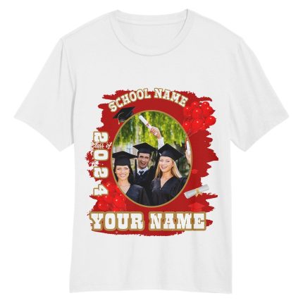 Custom Name and Number Graduation Performance T-Shirt - Personalized White and Old Gold 3D Design Personalized White Old