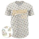 Custom Name and Number Animal Rabbit Sheep Chicken Duck 3D Pattern Baseball Jersey - Personalized White Old Gold Team Apparel