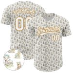 Custom Name and Number Animal Rabbit Sheep Chicken Duck 3D Pattern Baseball Jersey - Personalized White Old Gold Team Apparel