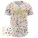 Custom Name and Number Beer Festival Jersey | Personalized White 3D Old Gold Pattern Baseball Jersey Personalized White Old