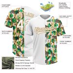 Custom Name and Number Unisex Softball Jersey with 3D Pattern Zebras and Giraffes - Personalized White Old Gold Design Personalized