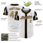 Custom Authentic Baseball Jersey in White, Old Gold, and Black - Personalized Team Name and Number Personalized White Old