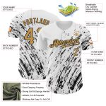 Custom 3D Pattern Baseball Jersey with Personalized Name and Number - White Old Gold-Black Abstract Design Personalized White