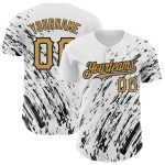 Custom 3D Pattern Baseball Jersey with Personalized Name and Number - White Old Gold-Black Abstract Design Personalized White