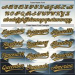 Customizable Mountains Landscape Baseball Jersey with Name and Number - Personalized White and Old Gold-Black 3D Pattern Design