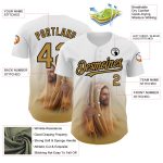 Personalized Jesus Christ Baseball Jersey with Custom Name and Number, White Old Gold-Black 3D Pattern Design Personalized