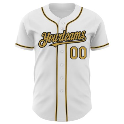 Personalized Authentic Baseball Jersey in White, Old Gold, and Black Personalized White Old Gold-Black Authentic Baseball