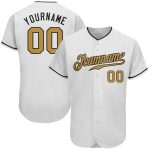 Custom Name and Number Personalized Black-White Old Gold Authentic Baseball Jersey Personalized White Old Gold-Black Authentic