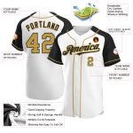 Custom Baseball Jersey with Personalized Name and Number, White Old Gold-Black Authentic Raglan Sleeves Design Personalized